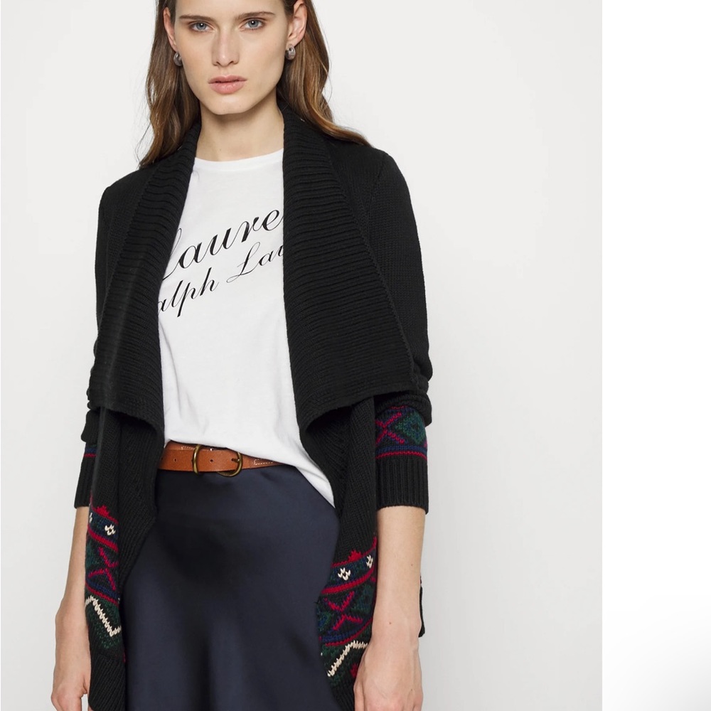 Lauren Ralph Lauren Black Erindaria Aztec/ Fair Isle cardigan - Picture 4 of 7